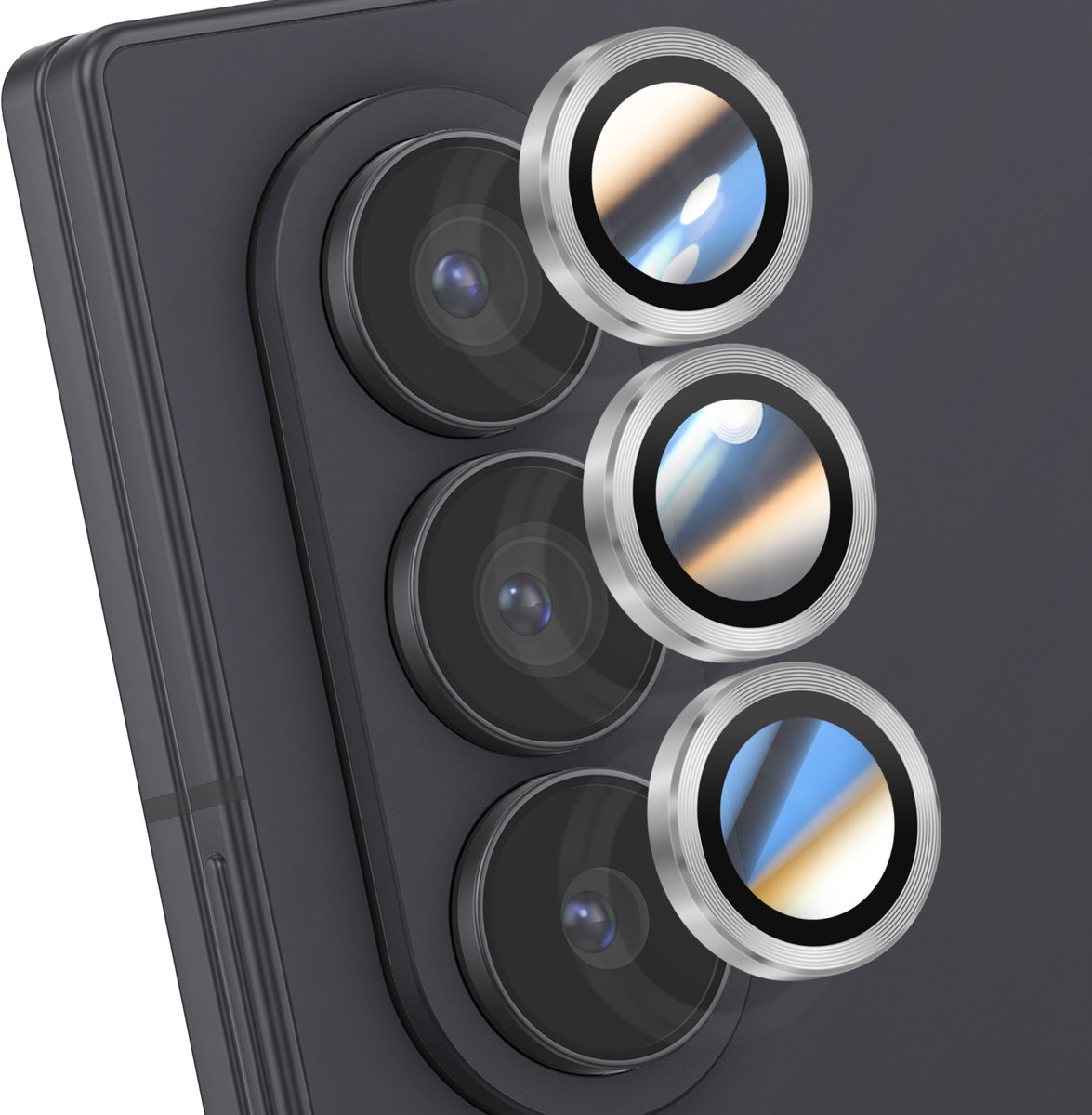 ENKAY, Camerabescherming Geschikt voor Samsung Galaxy Z Fold 7 Drievoudige lens, Zilver