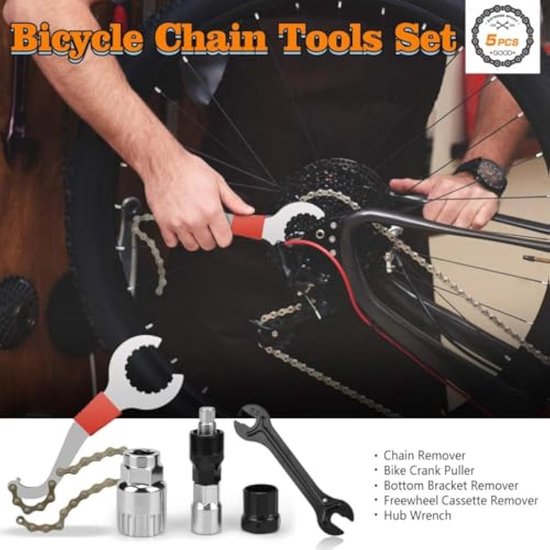 Outil de démontage de cassette de vélo, 1 fouet de chaîne et 2 outils