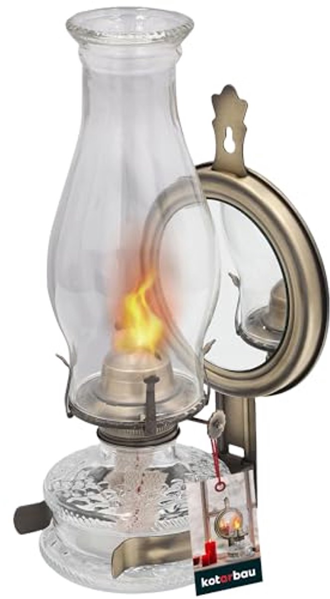 Petroleumlamp met Spiegel - Vintage Camping Lamp en Lantaarn voor Binnen en Buiten
