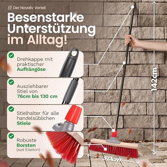 2 x Straatbezem met Telescoopsteel, 50 cm - Perfect voor Tuin en Buiten — afbeelding 4