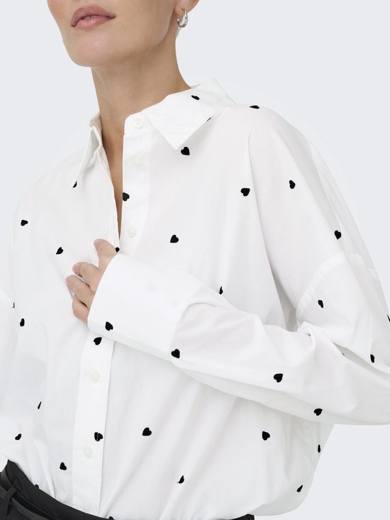 Blouse Femme JDY JDYNELLY L/ S LOOSE SHIRT WVN - White Noir Coeur Broderie