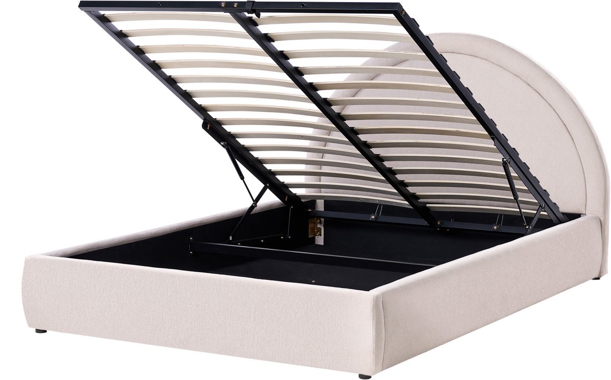BELIANI MOUZON - Bed met opbergruimte - Lichtbeige - 140 x 200 cm - Stof