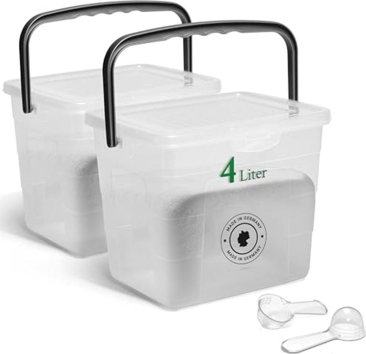 Image of 2 x Wasmiddelbox met Deksel - 4 Liter, Transparant & Doseerlepel - Opbergdoos voor Wasmiddel en Meer 23,5 x 18 x 18,5 cm