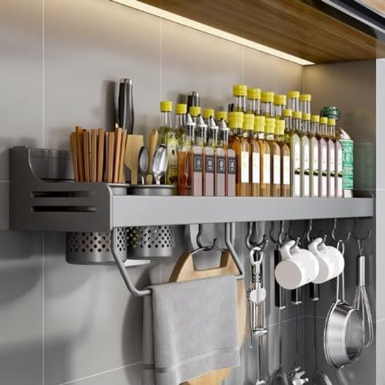 Hovoto Kruidenrek, Kruidenrek Aan De Muur Zonder Boren, Hangend Om Te Plakken Kruidenorganizer Voor Badkamer En Keuken 50 Cm 1687180108