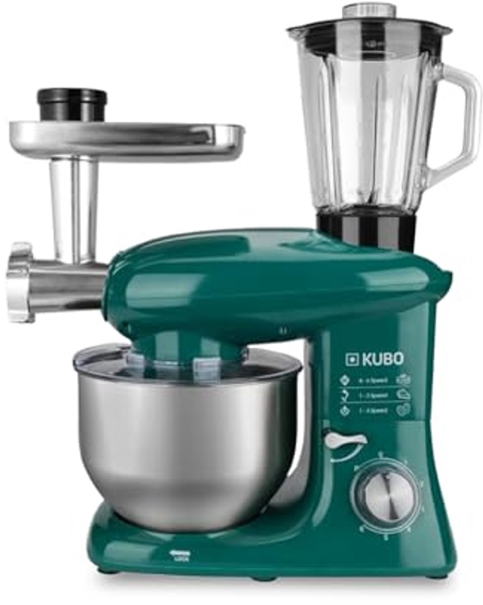 Keukenmachine met 7 accessoires voor veelzijdig koken - Groen - 6 Liter