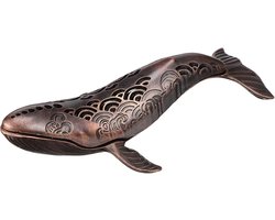 Walvis kaarsenstandaard van messing - Vintage decoratief kandelaar met spikkel afwerking - Rustieke tafeldecoratie voor huisstijl - Unieke zeedier kandelaar voor sfeerverlichting