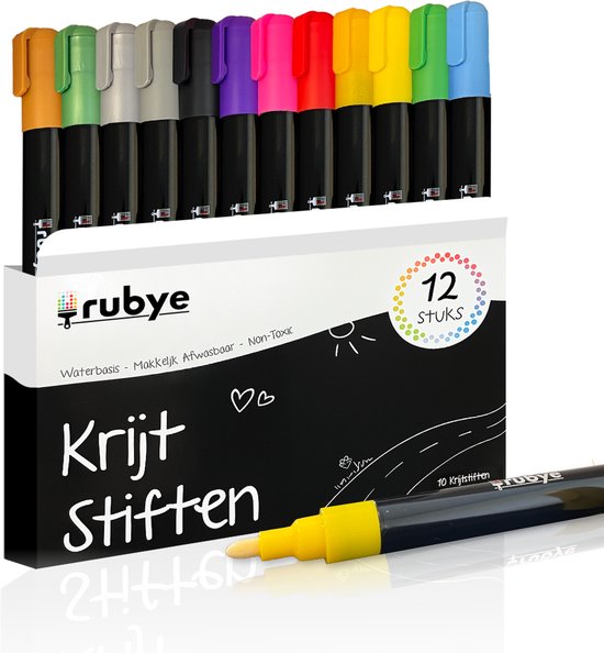 Marqueurs de fenêtre Rubye - Marqueurs à la craie - 12 pièces