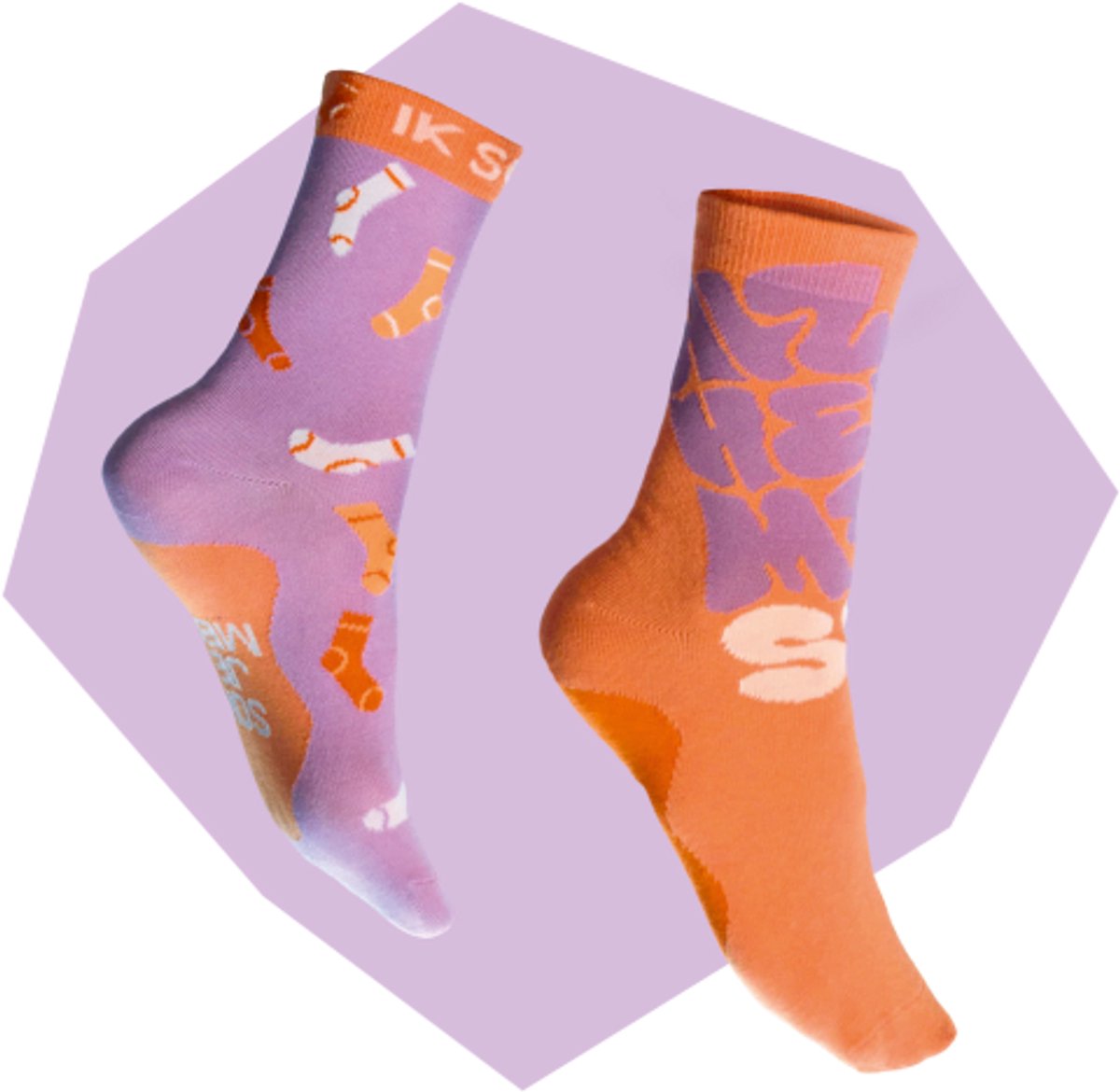 Alzheimer Socks - Sok je mee? (maat 35-38) - Oranje/paarse sokken
