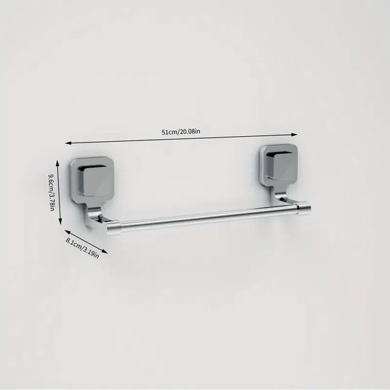 1 Porte-serviettes à ventouse robuste, sans perçage, porte-serviettes de salle de bain, support de rangement en acier inoxydable, rangement à tige unique, amovible, conception étanche