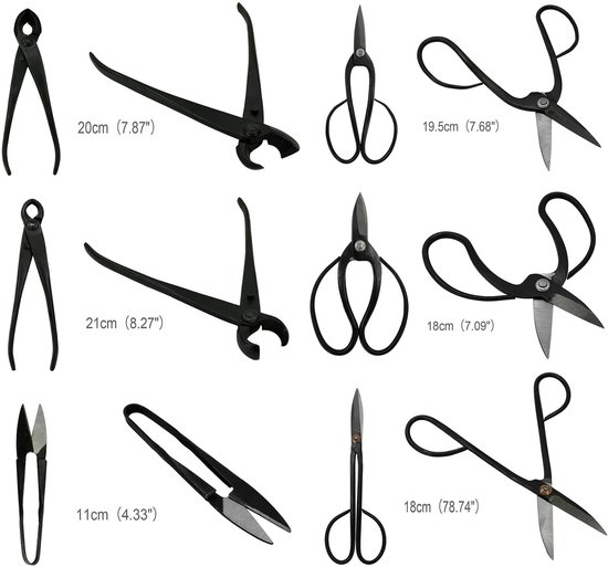 Bonsai Gereedschapset - 16-delig - Met 4 scharen, 3 snijgereedschappen, 1 haak, 1 hark, 1 bezem, 5 draden — afbeelding 4