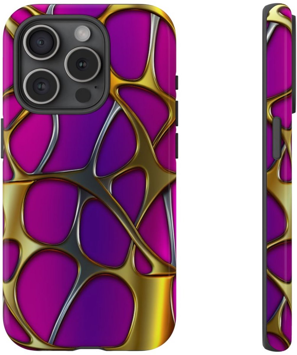 Levendig Metalen Rasterpatroon – Telefoonhoesje Geschikt voor iPhone 15 Pro