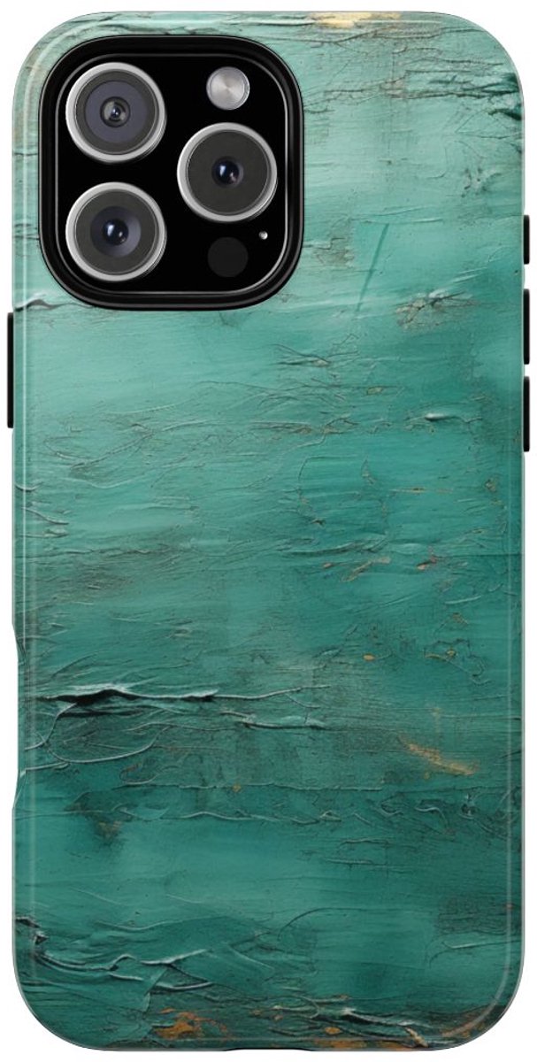 Getextureerde Turquoise Abstracte Kunst – Telefoonhoesje Geschikt voor iPhone 16 Pro Max
