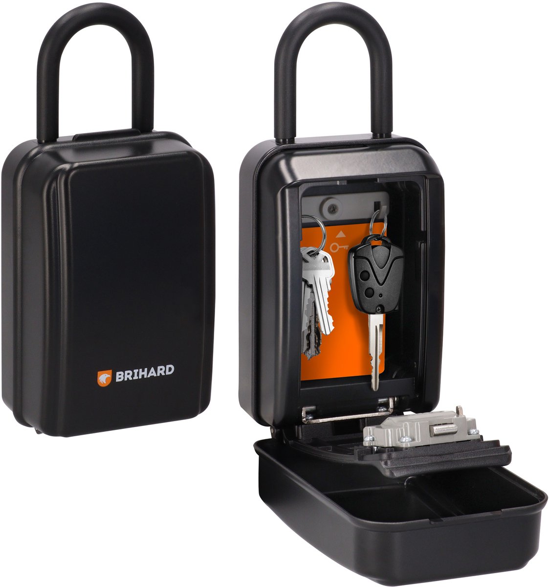 Brihard Key Lock Box - XL voor sleutels - 1 stuk - zwart en waterdicht met 4-cijferige combinatie slot