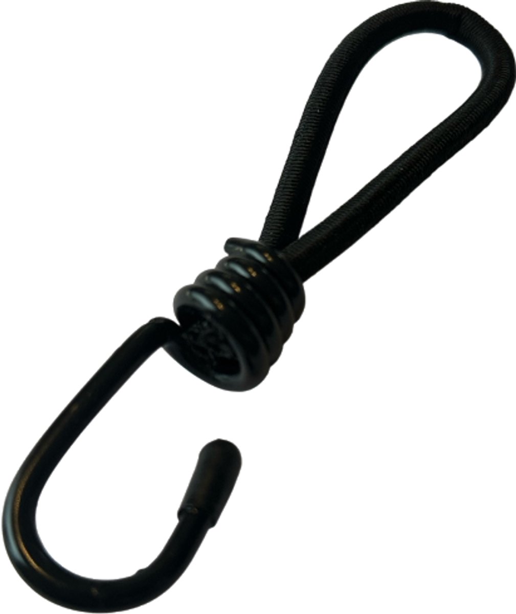 Spanelastiek met haak - 25 st - 13cm - Zwart - tent - boot - schaduwdoek