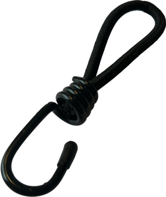 Spanelastiek met haak - 25 st - 13cm - Zwart - tent - boot - schaduwdoek