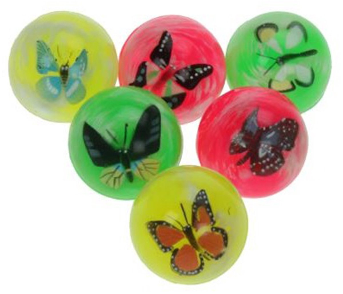 Grote stuiterballen met vlinder - 4x - Dia 4,5 cm - kinderen speelgoed - Dieren cadeau artikelen
