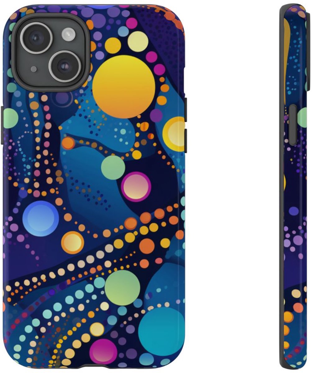 Kleurrijk Abstract Stippenpatroon – Telefoonhoesje Geschikt voor iPhone 15 Plus