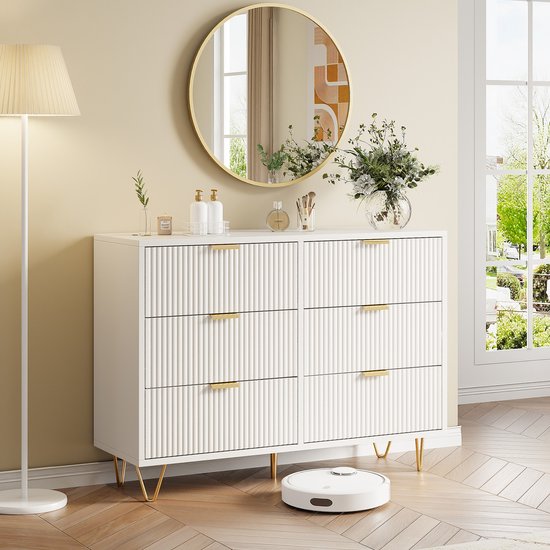 HOMCOM Chest of drawers with 4 drawers, rattan wicker, 80 x 35 x 95 cm, light wood look