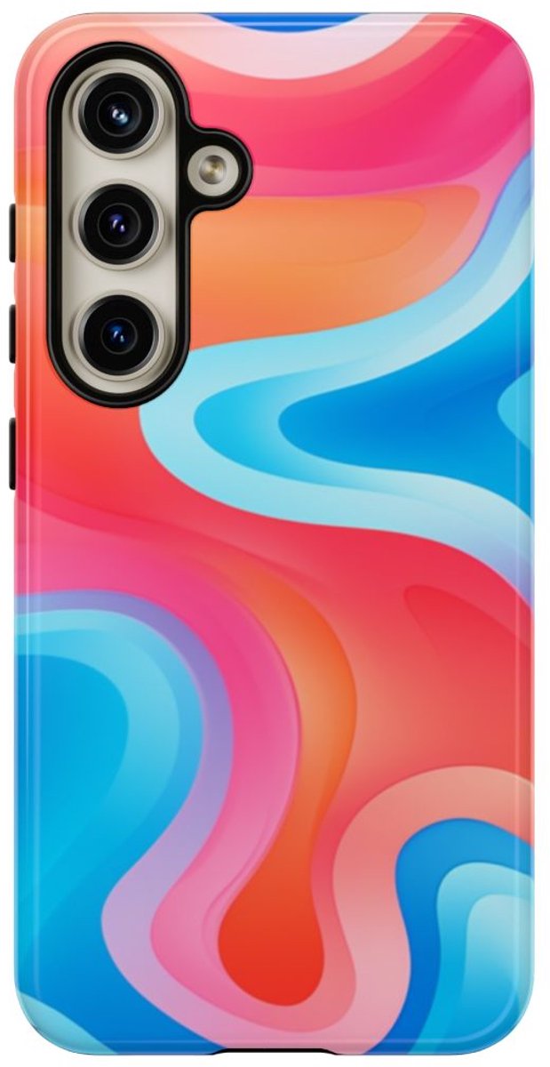 Kleurrijk Abstract Vormenpatroon – Telefoonhoesje Geschikt voor Samsung Galaxy S24
