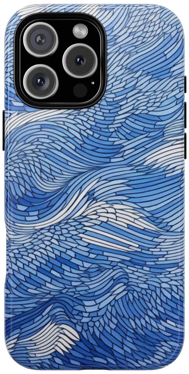Blauw Abstract Lijnenpatroon – Telefoonhoesje Geschikt voor iPhone 16 Pro Max