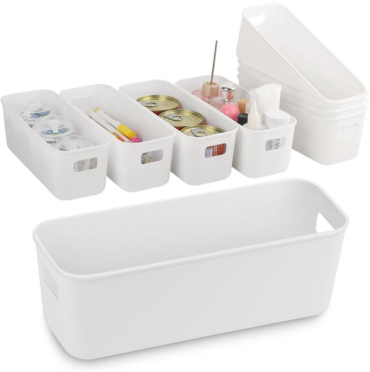 Ibenzoa® Set van 8 compacte kunststof opbergdozen voor badkamer en keuken