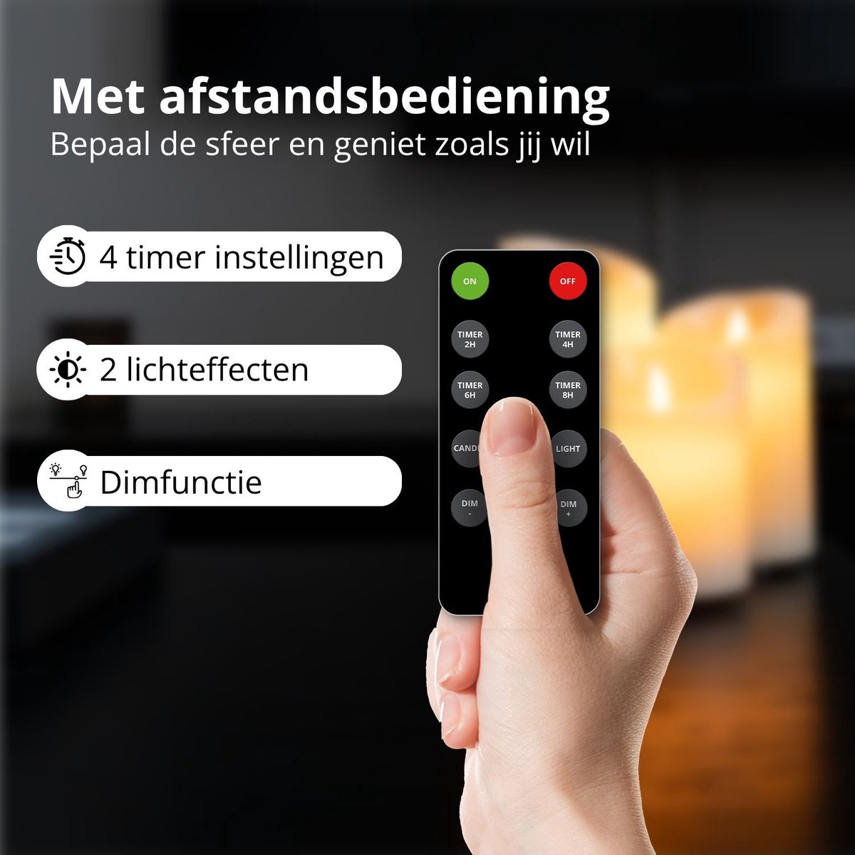 FlinQ Oplaadbare LED Kaarsen met Bewegende Vlam - Inclusief Afstandsbediening met Timer en Dimfunctie - Nep Kaarsen met Flikkerende Vlam - Dinerkaarsen Oplaadbaar - 3 stuks — cadeau in Wonen & Interieur - foto 7