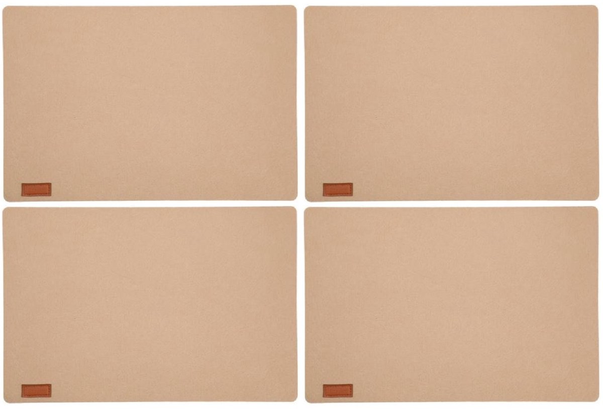 Placemats/onderleggers voor op tafel - 10x stuks - beige - 30 x 45 cm - met ronde hoeken - Diner/ontbijt