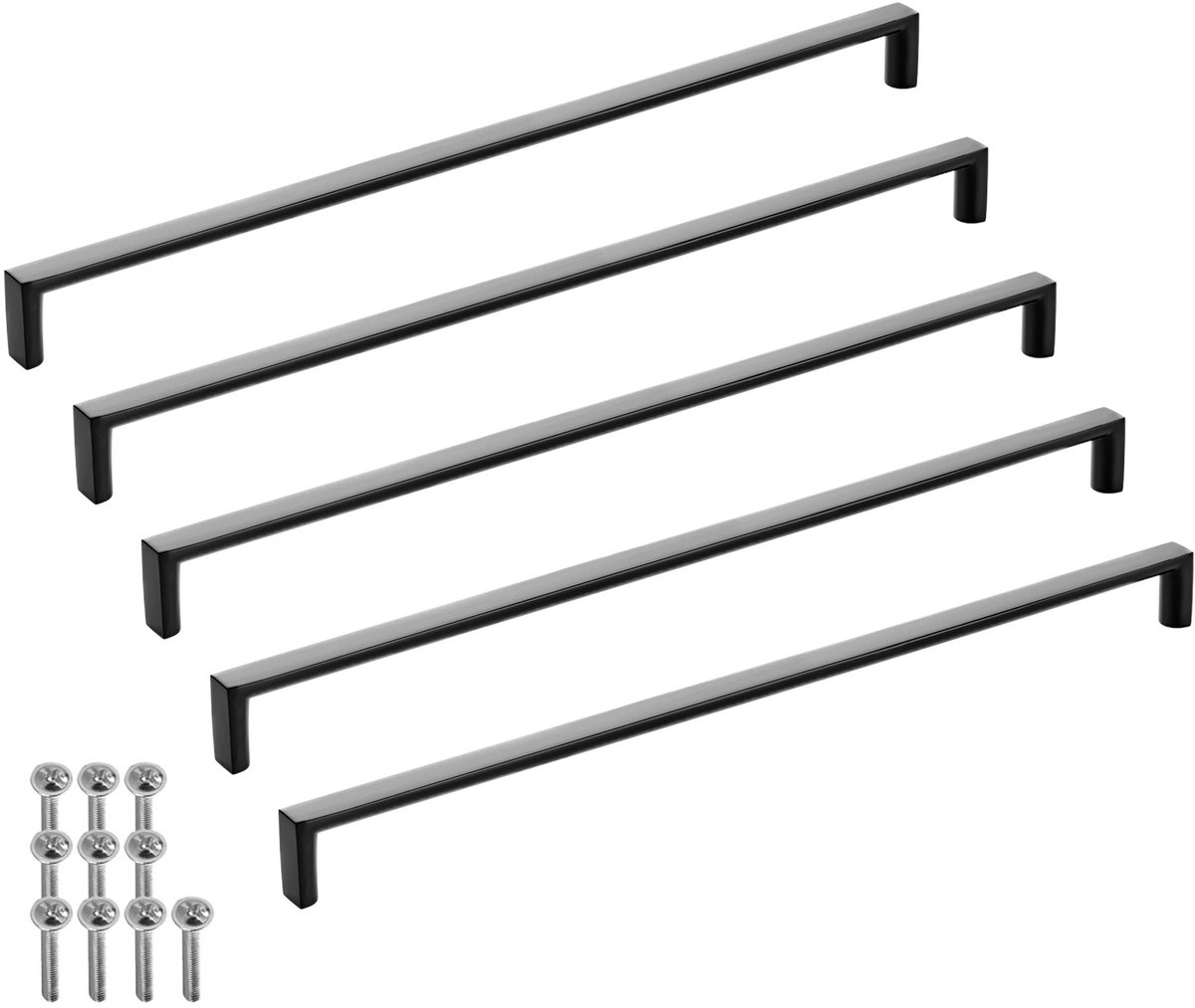 SOTECH 5-delige meubelgrepen BLACKLINE XI BA 320 mm mat zwart (lengte 327 mm, breedte 12 mm, hoogte 27 mm) design aluminium beugelgreep