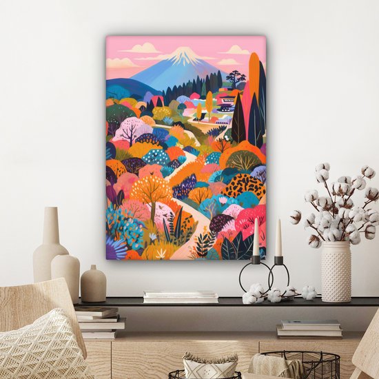 Canvas schilderij 60x80 cm - Exclusieve wanddecoratie Witte bergtop - Modern - Kleurrijk - Muurdecoratie woonkamer - Slaapkamer decoratie - Kamer accessoires - Schilderijen op canvas