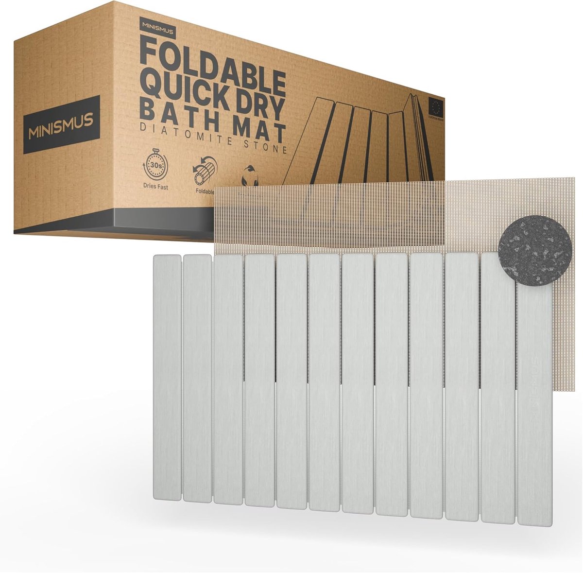 Sneldrogende Steen Badmat - Oprolbare Diatomiet Mat voor Douche en Badkuip 60 x 40 cm