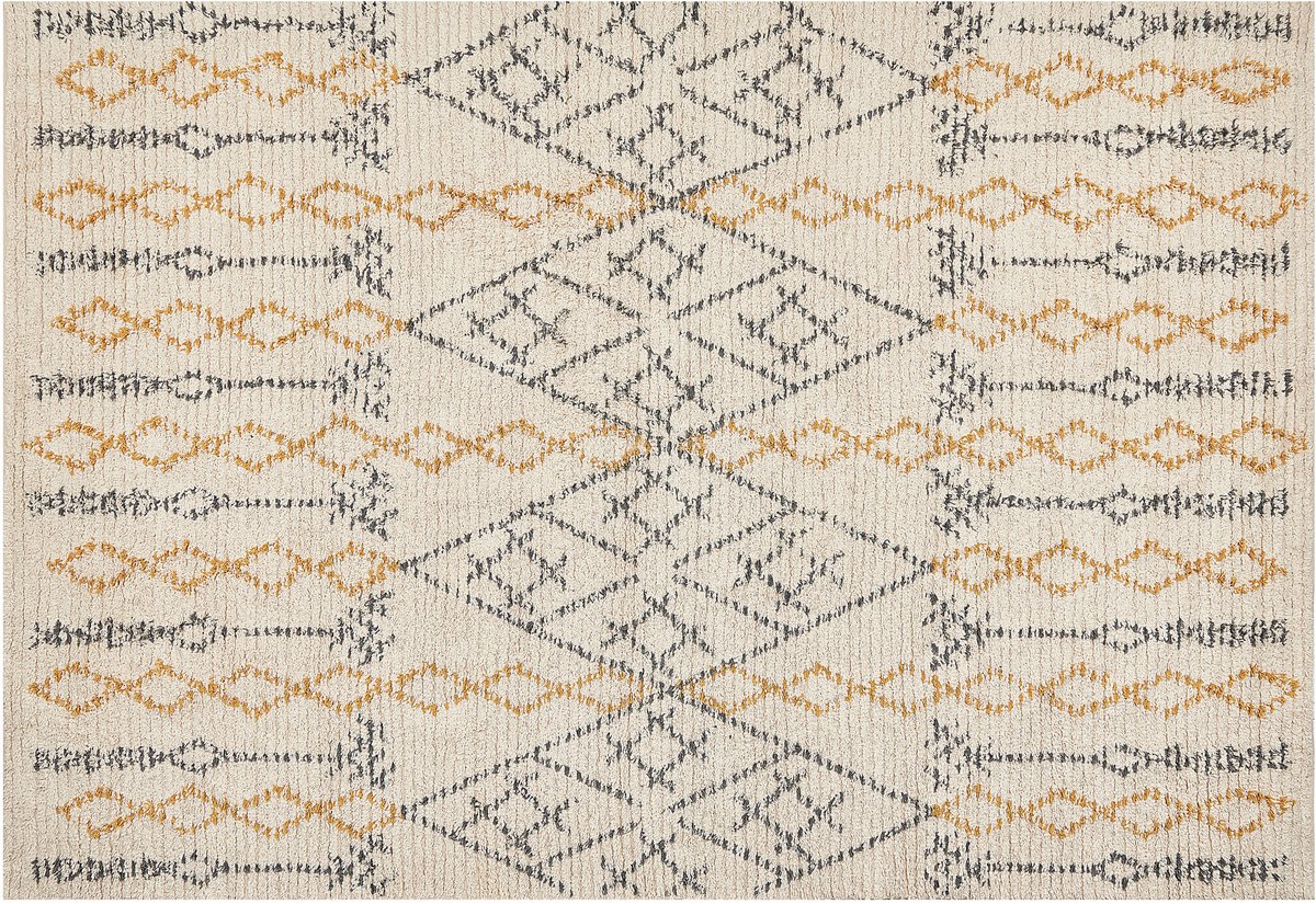 Beliani KADAPA - Laagpolig vloerkleed - Beige - 140 x 200 cm - Katoen