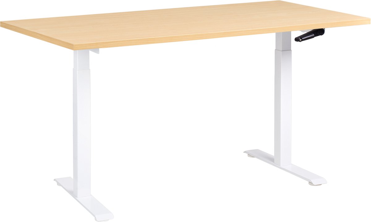 DESTINES - Verstelbaarbureau - Wit/Lichtbruin - 160x72 cm - Vezelplaat