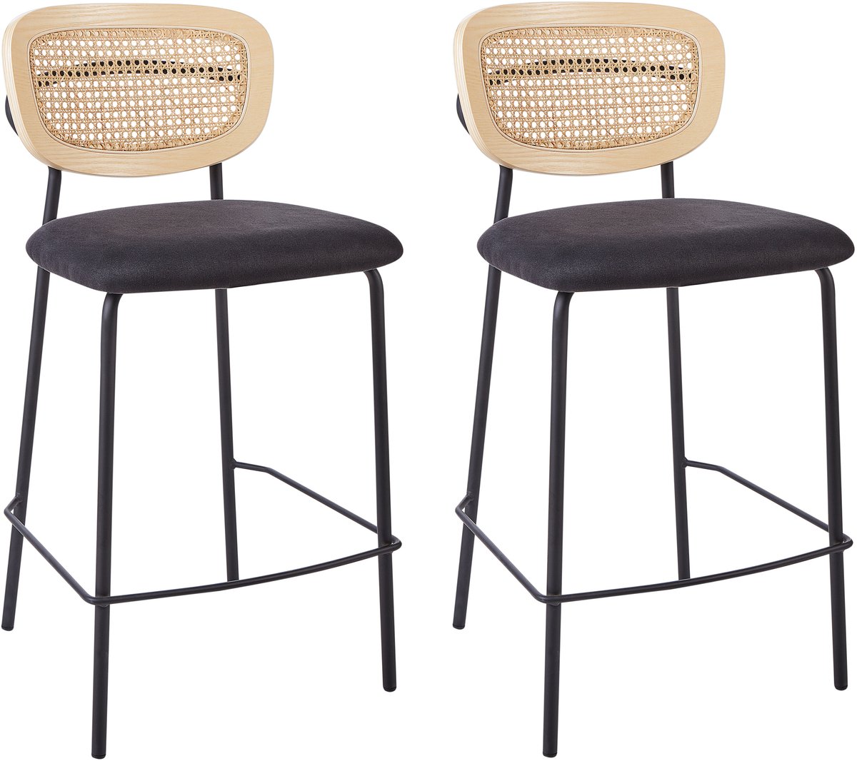 MAYETTA - Barkruk set van 2 - Zwart - Polyester