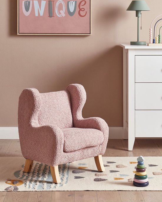 BELIANI FARUM - Kinderfauteuil - Lichtroze - Bouclé van Merkloos — afbeelding 5