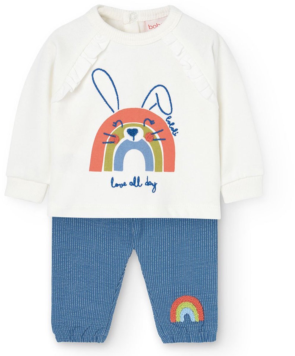 Boboli Knit Set Met Lange Mouwen Wit,Blauw 6 Months Jongen