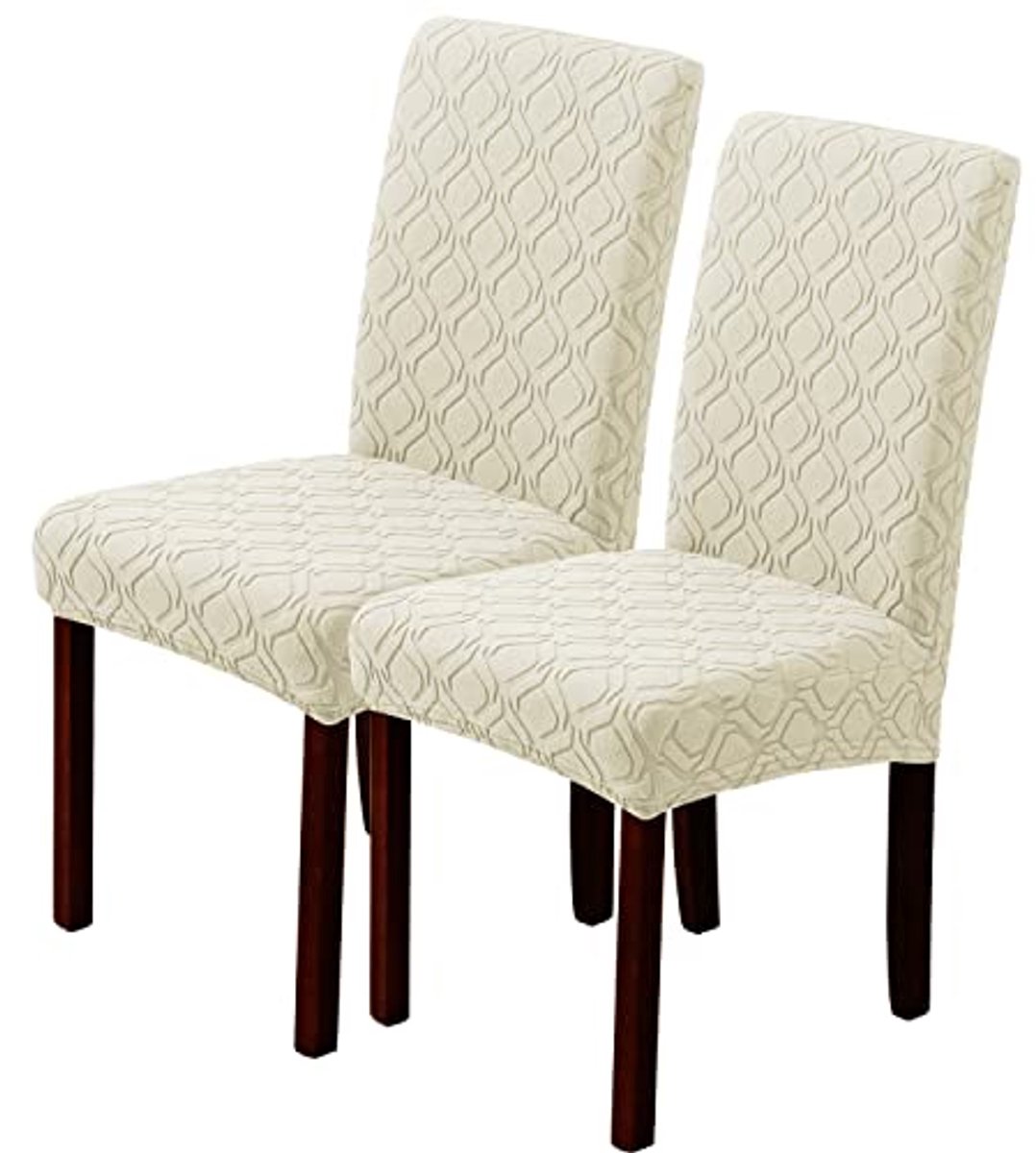 Stretch Eetkamerstoelhoezen voor Eetkamer- en Keukenstoelen - Wasbare Set van 2 - Beige
