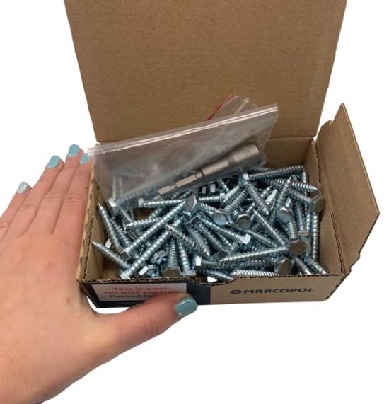 SKIR'CO (30 stuks) DIN 571 verzinkt staal zeshoek kop houtschroeven M10 x 40 mm, bus schroeven, zeskantschroef, vertragingsbouten