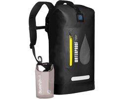 20L Waterproof Dry Backpack - Roll Top Pocket Storage Bag voor Travel - Kayaking - Rafting - Boating - Fishing - Camping - Beach - Zwart
