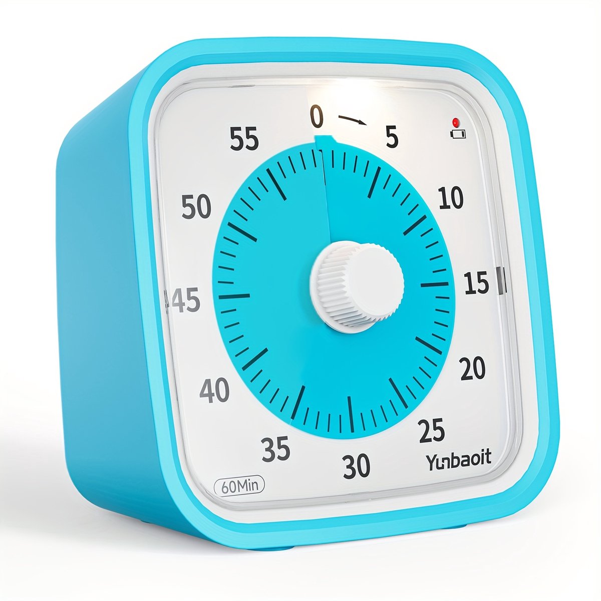 Visuele Timer met Siliconen Hoes- 60 Min Afteltimer - Stil Tijdbeheer voor Studeren, Werken, Koken en Vergaderingen - Inclusief Alarmfunctie - Yunbaoit VT01 - Blauw/Blauw
