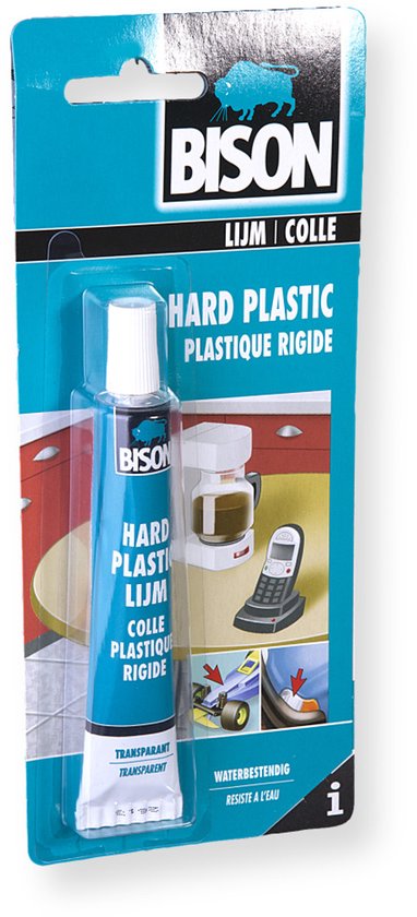 Bison Hard Plastic Lijm tube 25 ml, sterke lijm, temperatuurbestendig tot + 100°C, transparant, repareren van kunststof, verschillende soorten plastic