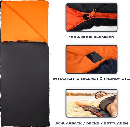 Ultralichte en Compacte Zomerslaapzak (730g) voor Outdoor Kamperen Reizen Festivals (200 x 75 cm) - Koppelbaar van COVACURE — afbeelding 5