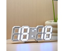 LED digitale wekker wandklok 3D bureauklok klein geruisloos snooze nachtlampje slaapkamer woonkamer bureau 9,7 inch