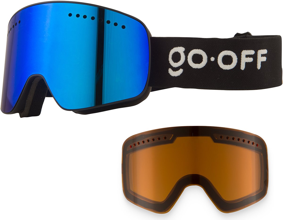 GO-OFF MAGNET skibril met 2 lenzen - blauw en oranje