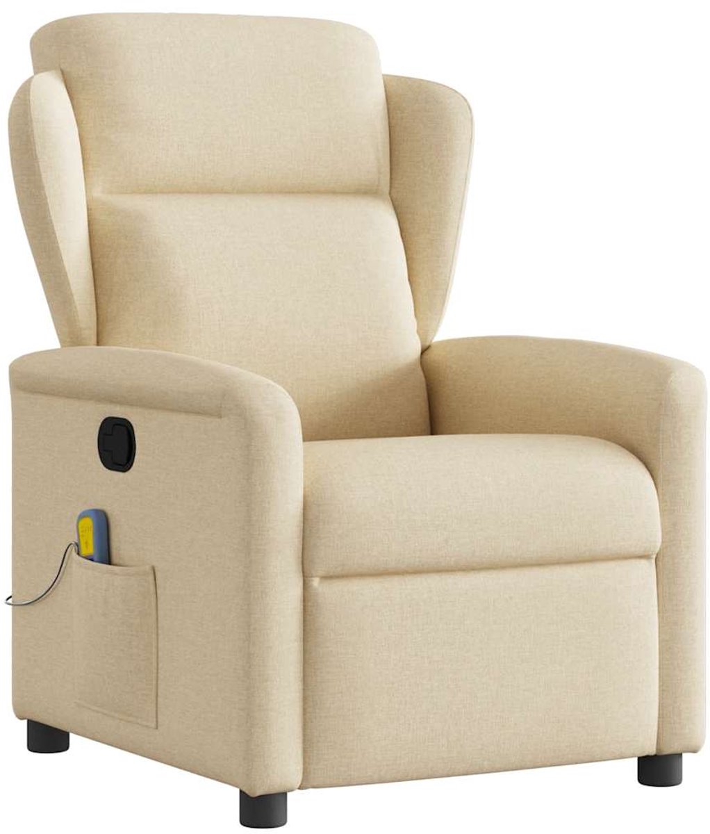 vidaXL Massagestoel - verstelbaar - stof - crèmekleurig