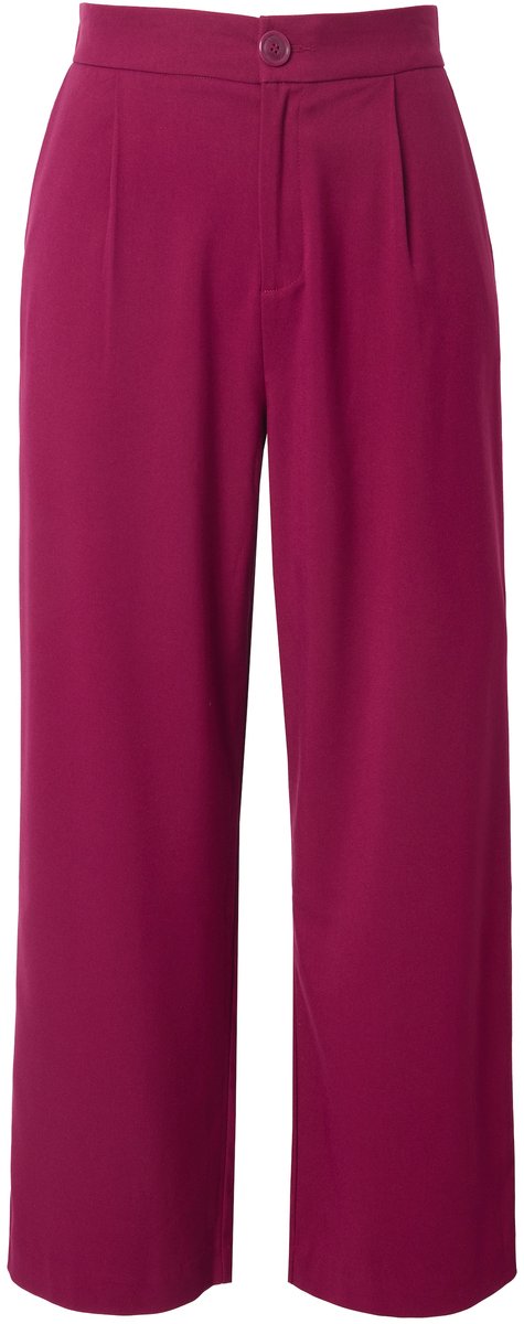 Studio Untold - Dames - Broek wijde pijpen hoge taille - Wijnrood - Maat 56