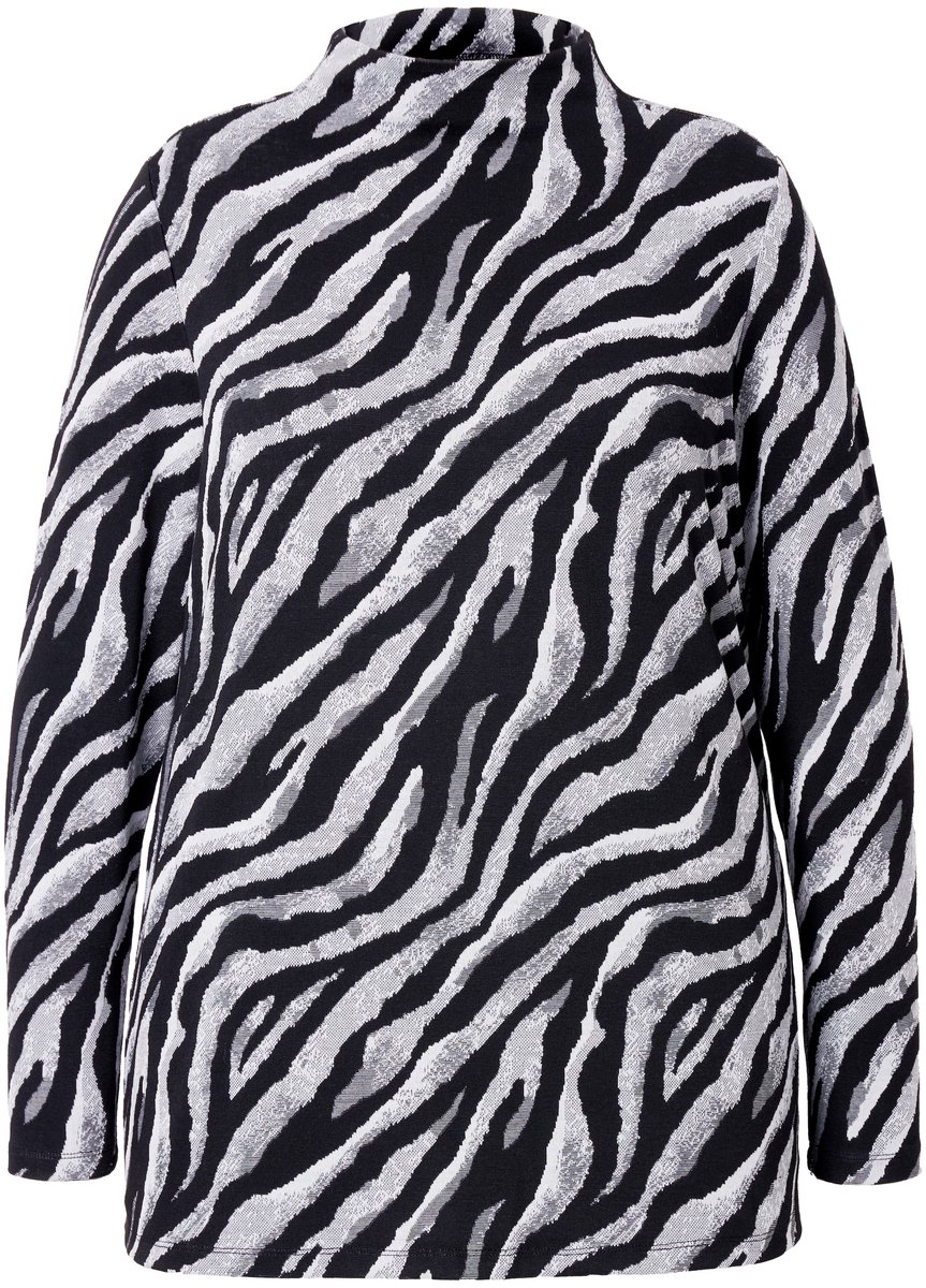 MIAMODA - Dames - Trui zebra opstaande kraag lange mouwen - Sneeuwwit - Maat 56