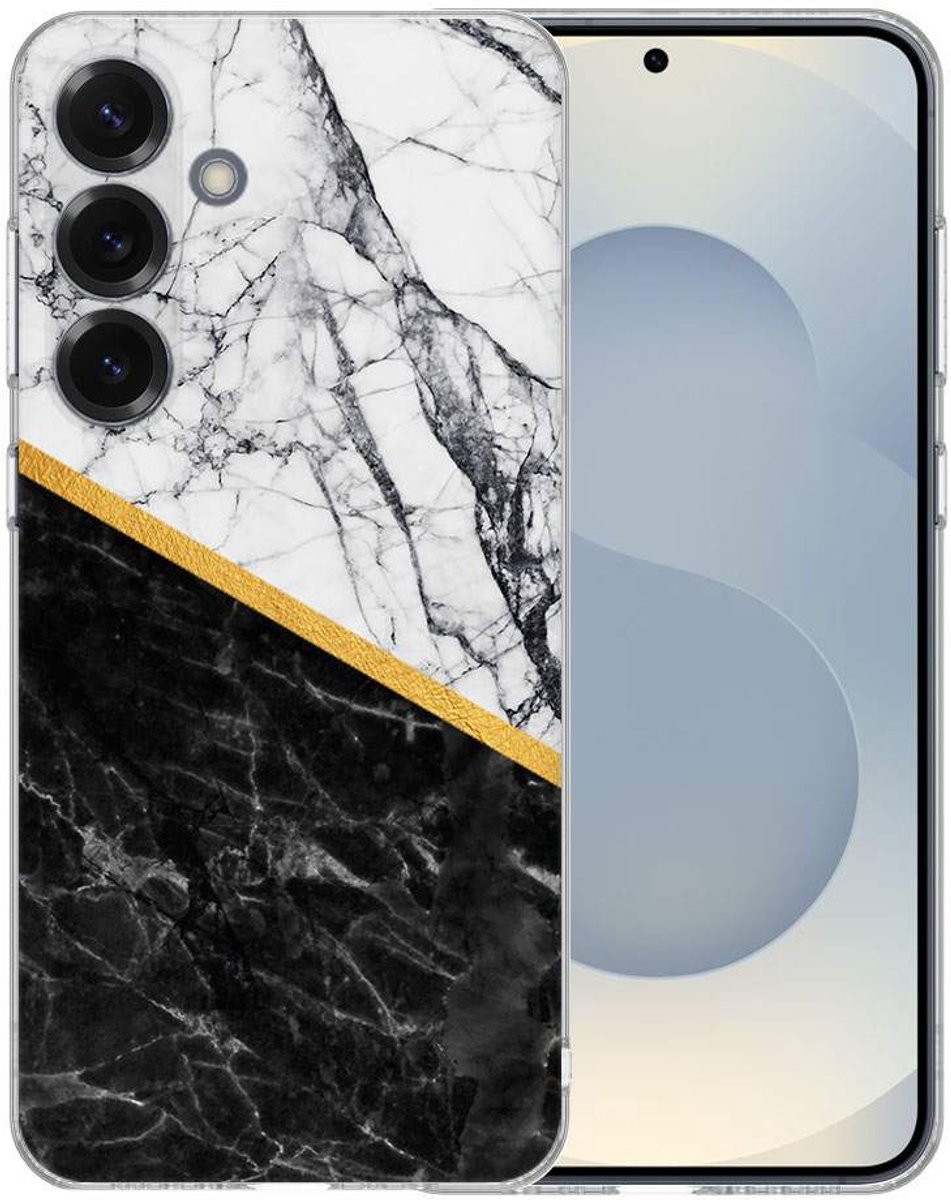 TPU Hoesje Samsung Galaxy S25 - Marble White Black Backcover