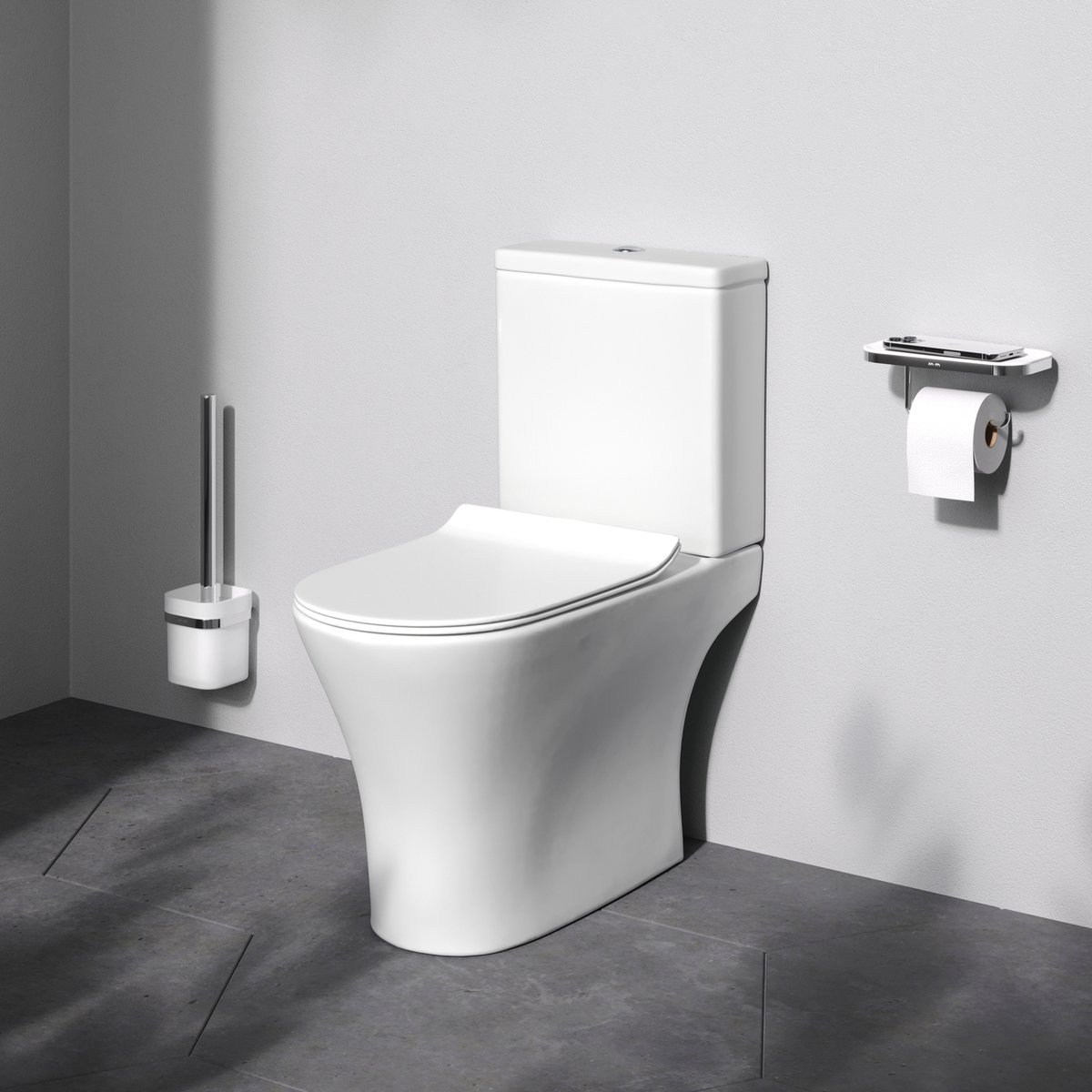 AM.PM Flash - Staand toilet - Randloos - PK - Met reservoir en soft-close zitting