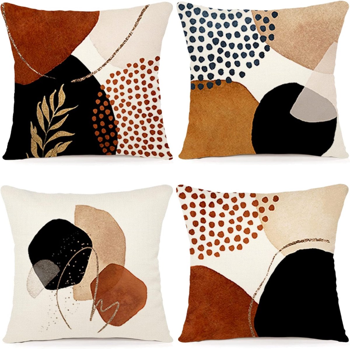 Kussensloop 40 x 40 cm, set van 4 sierkussens, linnen, kussenhoezen, modern, sofakussen, boho-kussenslopen, abstract patroon, kussenhoezen voor bank, slaapkamer, bank, outdoor, kussen