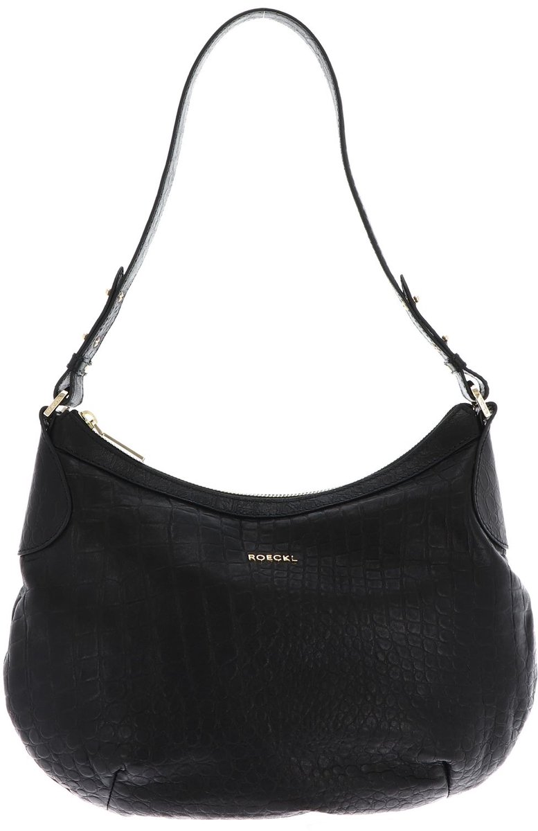 ROECKL Leren schoudertas Liberty Shoulderbag Croco Black zwart